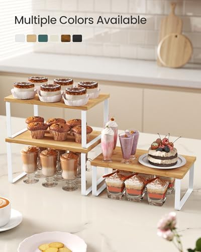 SONGMICS Cabinet Organizer Shelf, Set of 3 Spice Rack, Kitchen Storage - Image 3