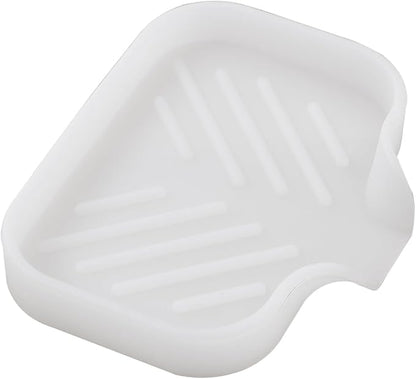 MicoYang Silicone Bathroom Soap Dishes with Drain Spout-Bathroom and Kitchen Sink Organizer,Sponge Holder,Dish Soap Tray,Perfect for Dispenser,Scrubber,Bottle,Cup on Counter Translucent 4.9"×3.2"