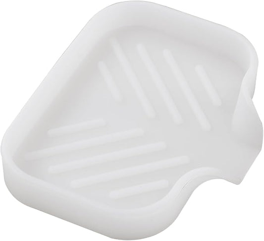 MicoYang Silicone Bathroom Soap Dishes with Drain Spout-Bathroom and Kitchen Sink Organizer,Sponge Holder,Dish Soap Tray,Perfect for Dispenser,Scrubber,Bottle,Cup on Counter Translucent 4.9"×3.2"