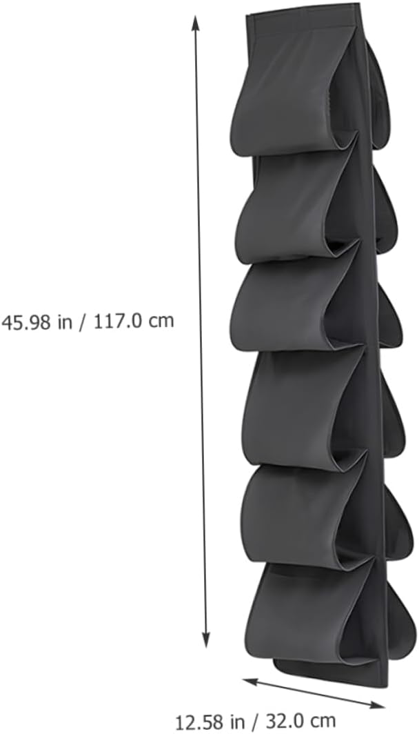SOLUSTRE Double-Sided Closet Hanging Organizer Bag 12 Compartments for Clothes Towels Shoes -Saving Fabric Storage Solution for Bedroom and Home