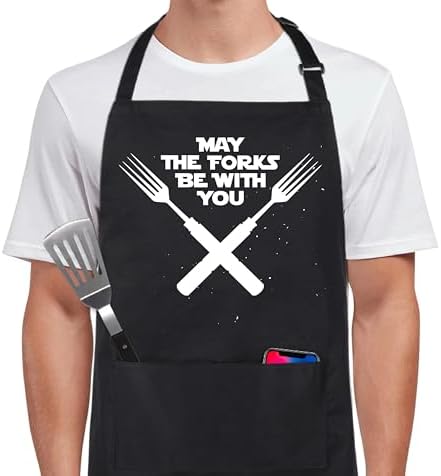 Xornis 100% Cotton Funny Apron for Men Women Adjustable Bib Aprons with 2 Pockets Grill Kitchen Cooking BBQ One Size Fits All by Xornis
