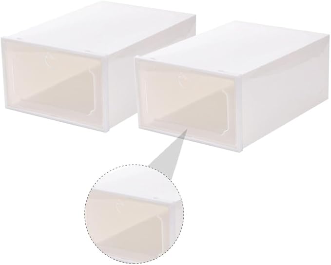 Large Capacity Shoe Storage Box Set, 6pcs Thickened Plastic Drawer-type Shoe Organizer with Flip Lid, Stackable Storage Case for Closet and Home Use