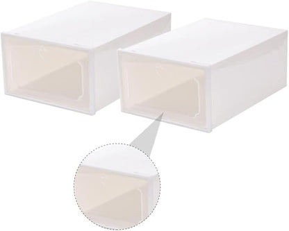 Large Capacity Shoe Storage Box Set, 6pcs Thickened Plastic Drawer-type Shoe Organizer with Flip Lid, Stackable Storage Case for Closet and Home Use