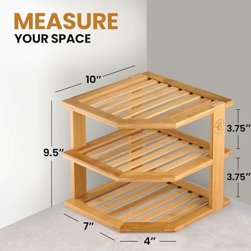 Bambüsi 3-Tier Corner Shelf, Kitchen Cabinet Organizer, Bamboo Storage Rack - Image 3