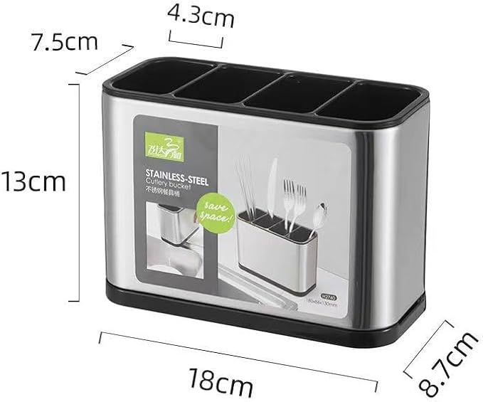 Countertop Cutlery Drying Holder Utensil Holder Stainless Steel Cutlery Drainer Tableware Holder Box Tabletop Separated Fork Chopstick Kitchen Storage Cutlery Utensil Organizer