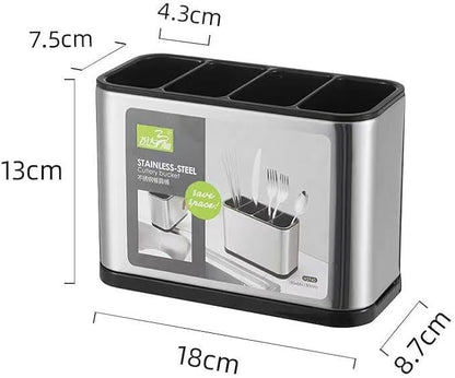 Countertop Cutlery Drying Holder Utensil Holder Stainless Steel Cutlery Drainer Tableware Holder Box Tabletop Separated Fork Chopstick Kitchen Storage Cutlery Utensil Organizer