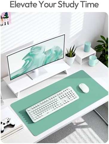 YSAGi Leather Desk Protector, Office Mat, Large Mouse Mat, Non-Slip PU Leather Blotter, Laptop Desk Mat, Waterproof Writing Pad for Office and Home (Green-Blue, 31.5" x 15.8") - Image 6