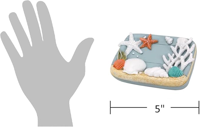 The Bridge Collection Coastal Starfish and Seashell Soap Dish - Nautical Ocean Themed Bathroom Accessory - Coral and Shell Design Beach House Decor