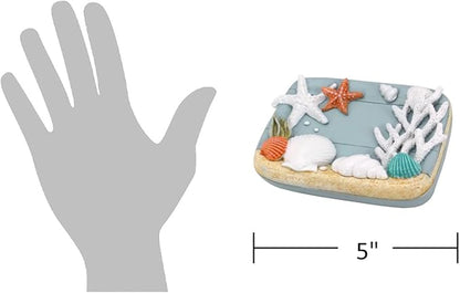 The Bridge Collection Coastal Starfish and Seashell Soap Dish - Nautical Ocean Themed Bathroom Accessory - Coral and Shell Design Beach House Decor