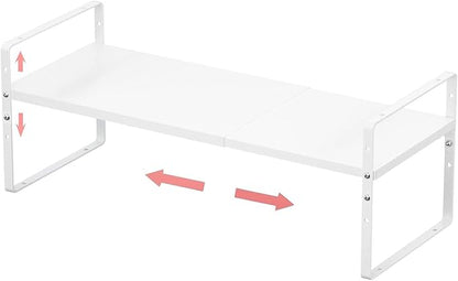 Jojocross Expandable Stackable Spice Rack Cabinet Shelf Organizer in Cabinets Shelves Kitchen Cupboard Organization Stack up Racks Pantry Countertop Storage Medium/White 1 Pack