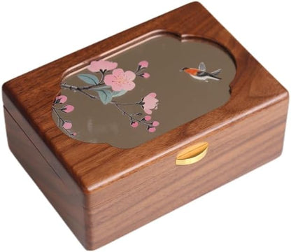 Travel-Friendly Portable Black Walnut Jewelry Box, 2-Layer Classic Organizer, Velvet Lined Storage for Rings, Necklaces, Earrings - Ideal Gift for Birthday, Mother's Day, Anniversary,Getaways