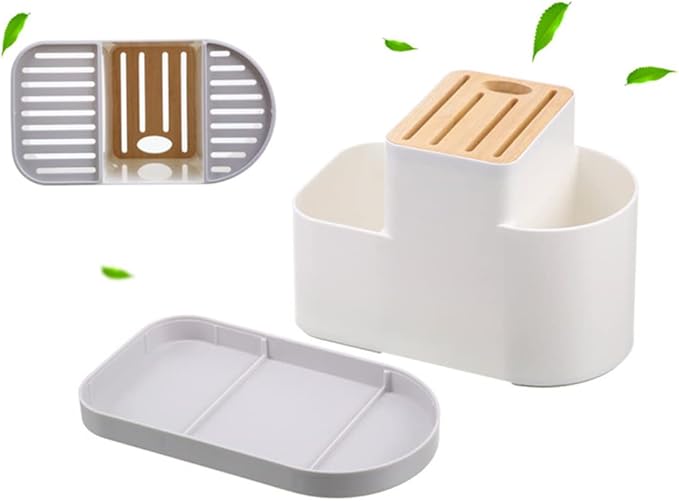 Cutlery Drainer with Knife Slot Utensil Drying Rack Kitchen Storage Silverware Organizer