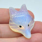 1.4'' Hand Carved Crystal Gemstone Fox Head for Necklace Pendant Bead (White opalite)