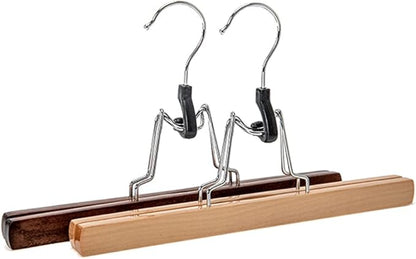 Wooden Skirt Hanger Wood Skirt Clip Non Slip 3 Pack Clothe Hanger Pant Hanger-Brown