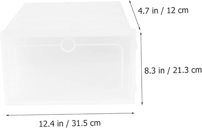6pcs Stackable Transparent Shoe Storage Box Thicken Plastic Container for Organized Closet Entryway Bedroom s White