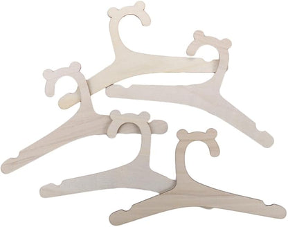 10 Pcs Baby Children Wooden Hangers Children's Clothes Hangers，Cute Little Bear Shape，8.97 * 4.72inch
