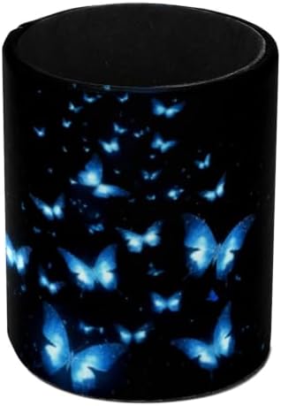 Leather Pen Holder for Desk, Blue Butterfly Pencil Cup Pen Organizer Makeup Brush Holder for Office Home Kids Countertop Desk Accessory Storage by Unknown