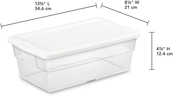 STERILITE 6-Quart Storage Bin Shoe Box - Clear (4)
