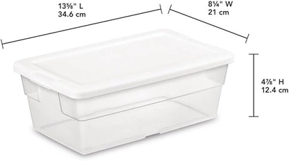 STERILITE 6-Quart Storage Bin Shoe Box - Clear (4)
