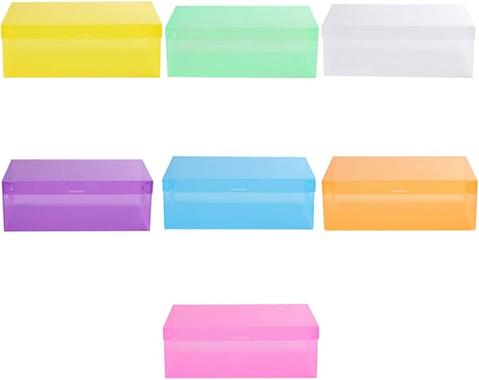 SHINEOFI 7pcs Colorful Shoe Storage Boxes Set Stackable Foldable Pp Plastic Shoe Organizer with Thickened Flip Lids Multi-color Containers for Home Closet Storage 27.5×18×9.5cm