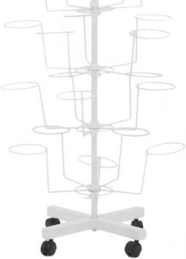 7 Tiers Rotating Hat Rack, Hats Stand Display, Adjustable Iron Hat Cap Stand, Freestanding Cap Hat Retail Display Stand,Hat Rotating Display, 35 Hats Caps Holders for Hats and Wigs (White)