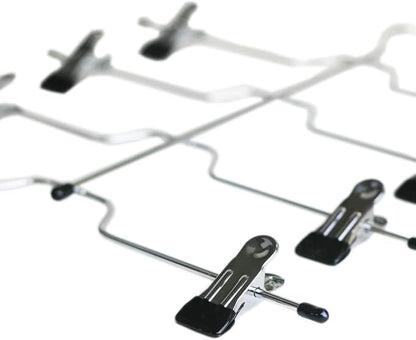 HUJI Sturdy 4 Tier Trouser Skirt Pants Hanger Chrome and Black Vinyl (Set of 2, 4 Tier Trouser Hangers)