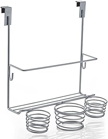 Home Intuition Hair Styling Station Organizer, Over The Cabinet Door (Silver)