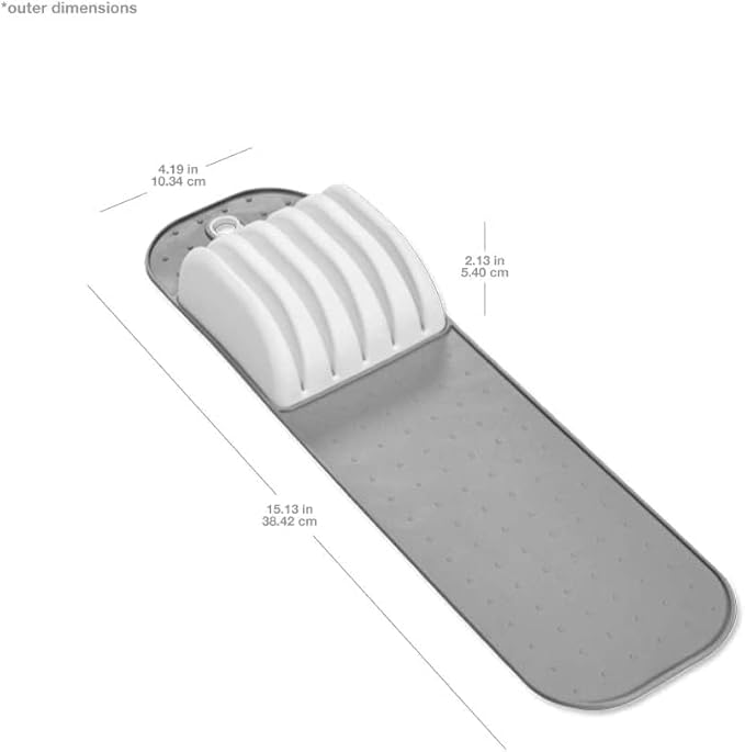 madesmart Premium Knife Mat, Soft-Grip Slot Organizer for 5 Knives, Non-Slip Drawer Insert Protects Blades and Drawers, Space-Saving Kitchen Knife Storage, Premium
