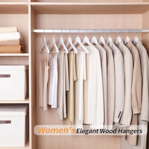Amazon Basics Wood Suit Clothes Hangers for Closet Organizer, White, 30-Pack - Image 5