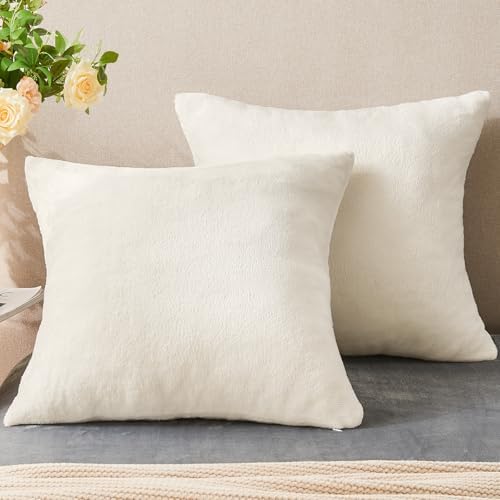 BEDELITE Velvet Pillow Covers with Zipper, Off White, 26x26 Inches, 2 Pack by BEDELITE
