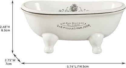 1 Piece 5.7" Mini Ceramic Clawfoot Double Ended Bathtub Soap Dish Vintage Decortative Soap Dish