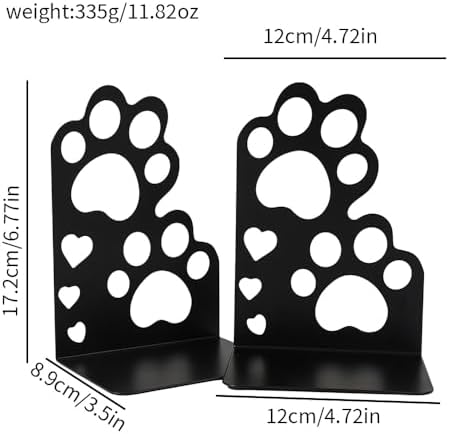 Cat Paw Book Ends, Metal Heavy Duty Bookends for Shelves - Image 5
