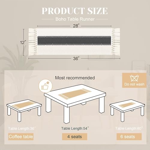 FEXIA Farmhouse Table Runner for Home Decor 12x36 Grey Fall Home Decor - Image 2