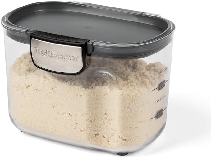 ProKeeper+ by Progressive International Clear Plastic Airtight Food Baker's Kitchen Storage Organization Container Canister Set with Magnetic Accessories (Specialty Flour 1.5-Quart)