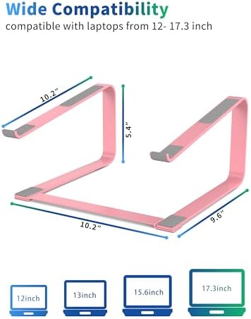 SOUNDANCE Laptop Stand for Desk, Metal Riser, Fits 12-17.3 Inch,Pink - Image 2