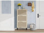 ZeHuoGe Natural Rattan Cabinet with 3 Flip Drawers, Free Standing Modern 3-Tier Shoe Storage Rack for Heels, Slippers, Entrance Hallway Entryway （3 Drawers）