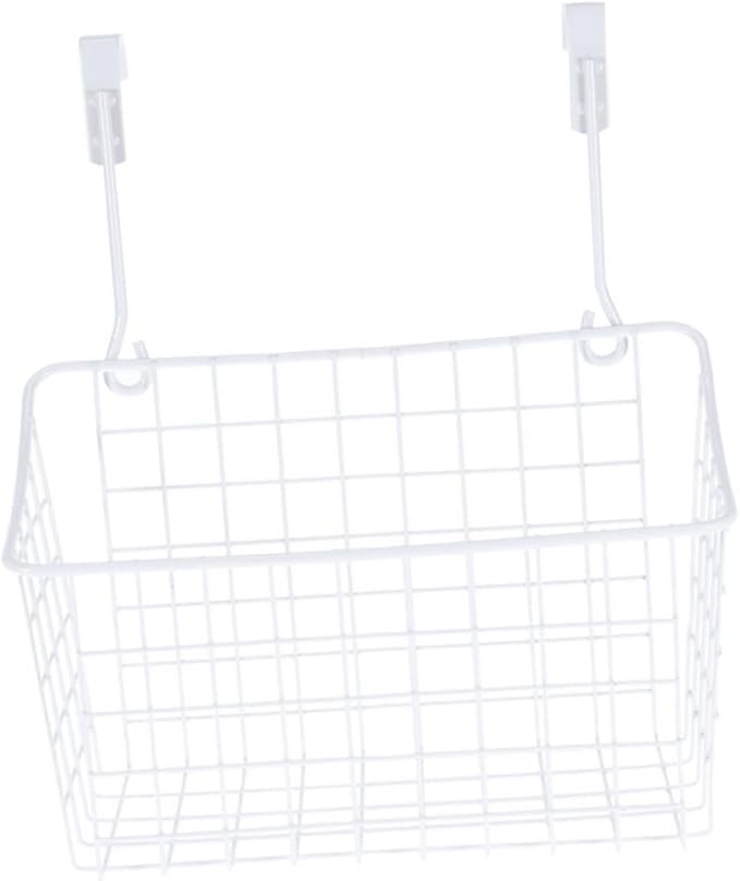 VICASKY White Hanging Storage Rack Over Door Basket for Kitchen Cabinet Bathroom Office Ventilated Organizer with Easy Installation Rust Resistant Saving Storage