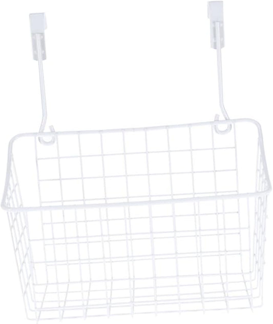 VICASKY White Hanging Storage Rack Over Door Basket for Kitchen Cabinet Bathroom Office Ventilated Organizer with Easy Installation Rust Resistant Saving Storage