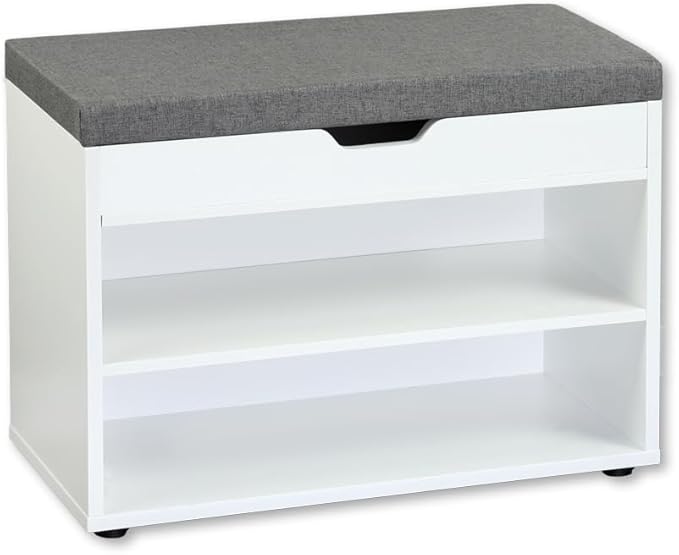 Kesper 15914 13 Shoe Cabinet with Seat Cushion, Made from FSC Certified Chipboard, Dimensions: W 60 x H 47 x D 30 cm