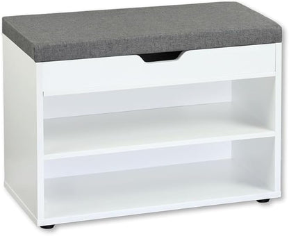 Kesper 15914 13 Shoe Cabinet with Seat Cushion, Made from FSC Certified Chipboard, Dimensions: W 60 x H 47 x D 30 cm