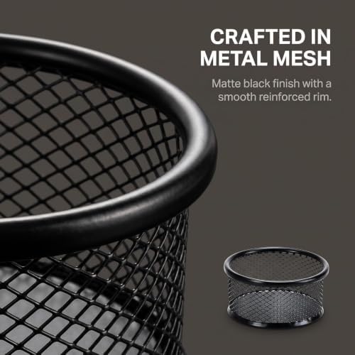 1Pc Black Metal Paper Clip Holder Mesh Paperclip Bowl Binder Clip Dispenser Desk Bobby Pin Container Organizer for Home Office Classroom School Desk Supplies Holders Dispensers - Image 3