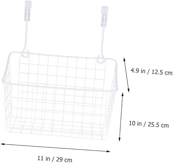 INOOMP White Hanging Storage Rack Over Door Basket Organizer for Kitchen Bathroom Office Cabinet Rust Coated Hanging Basket Shelf Easy Install Needed