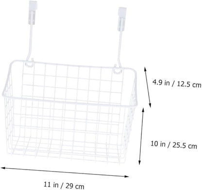 INOOMP White Hanging Storage Rack Over Door Basket Organizer for Kitchen Bathroom Office Cabinet Rust Coated Hanging Basket Shelf Easy Install Needed