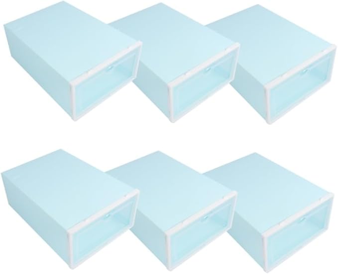 Mobestech 6PCS Thickened Shoe Box Storage Container Stackable Plastic Organizer for Sneakers Endurable Shoe Bin with Lid for Closet and Entryway