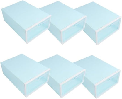 Mobestech 6PCS Thickened Shoe Box Storage Container Stackable Plastic Organizer for Sneakers Endurable Shoe Bin with Lid for Closet and Entryway