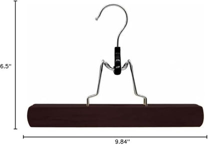 Richards Wooden Pants Hangers - Wood Skirt Hangers - 6 Pack - for Men Shorts and Pants and Women Dress Clothes - Non Slip Slim Closet Space Saving- Walnut
