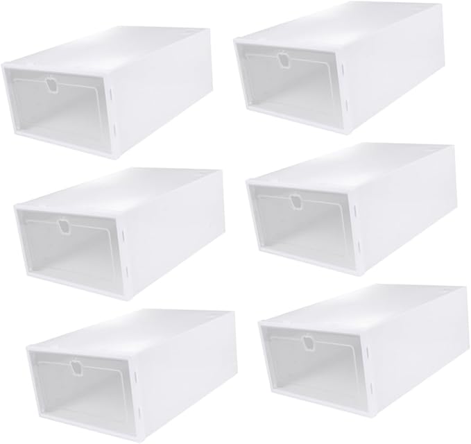 6pcs Stackable Transparent Shoe Organizer Boxes Plastic Storage Bins for Sneakers High Heels Boots PP Material Scratch Resistant Shoe Container for Space Saving