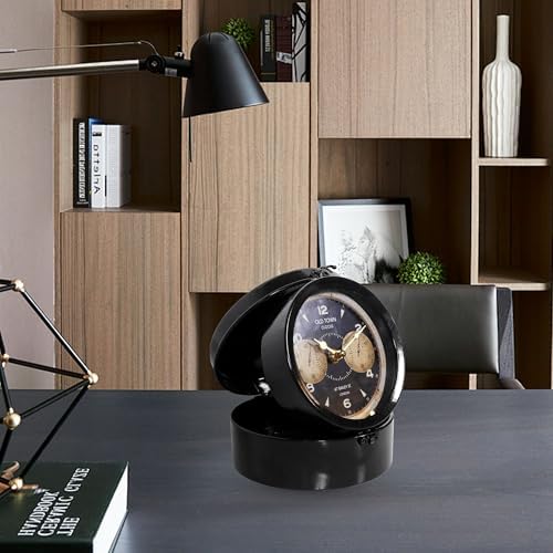 Vintage Jewel Box Table Clock, Black - Image 4