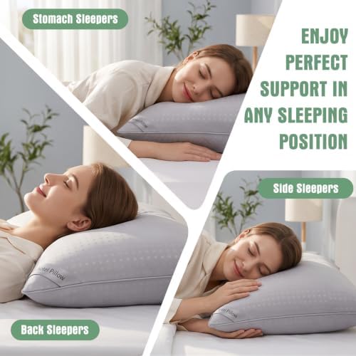 Standard Size Bed Pillows for Sleeping Set of 4,4 Pack Great Support Luxury Hotel Pillows for Side,Stomach and Back Sleepers(Grey,4-Pack) - Image 6