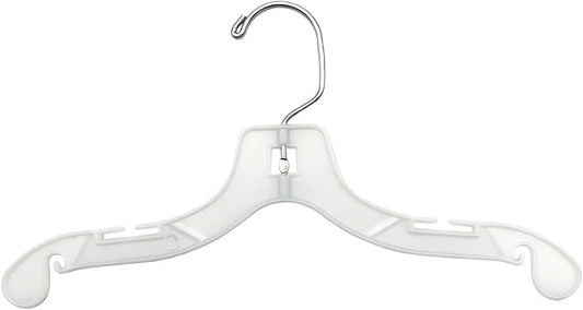 NAHANCO Children’s Plastic Shirt Hangers, Super Heavy Weight - 12" White (Pack of 100), Made in USA